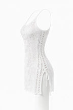 Women's Crochet Hollow Out Beach Cover-Up Dress – Split Hem Boho...